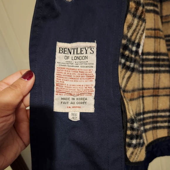 Men's Bentley's of London Navy Blue Trench Coat with Removable Lining - Picture 8 of 9